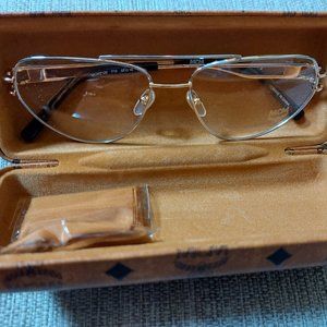 MCM gold colored frame eyeglasses with case